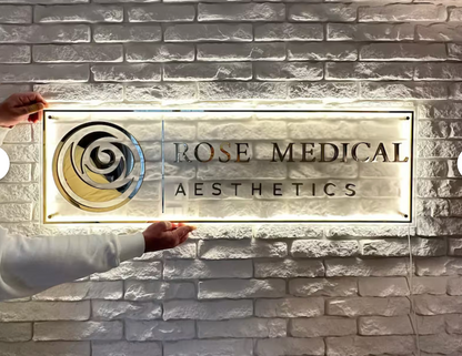 3D Rectangle Custom Logo Sign – Backlit Neon Acrylic